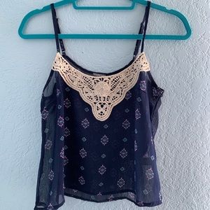 Charlotte Russe Chiffon Crochet Top